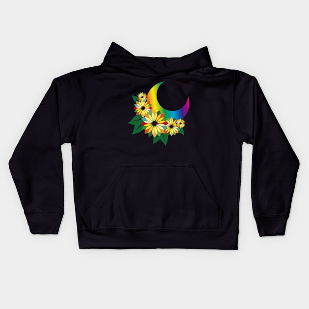 MOON UNDER FLOWERS Kids Hoodie by RENAN1989